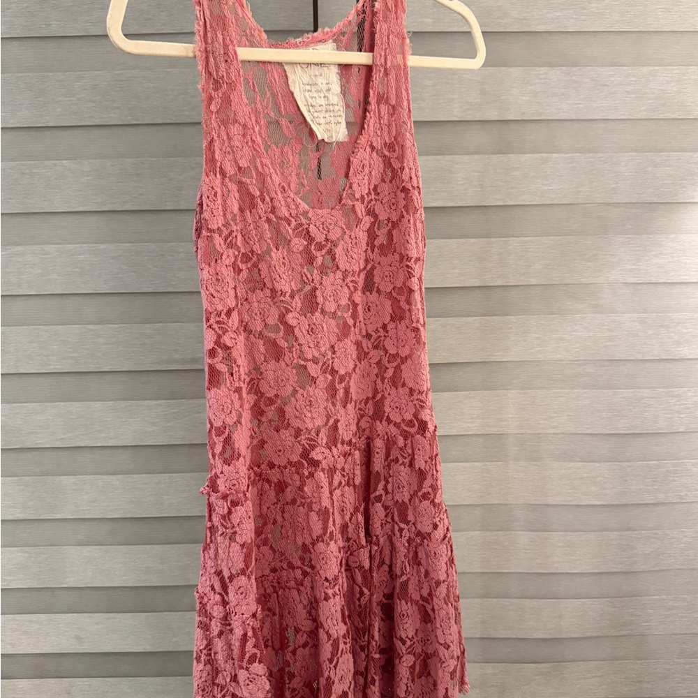Pink Lace Sleeveless Free People Dress